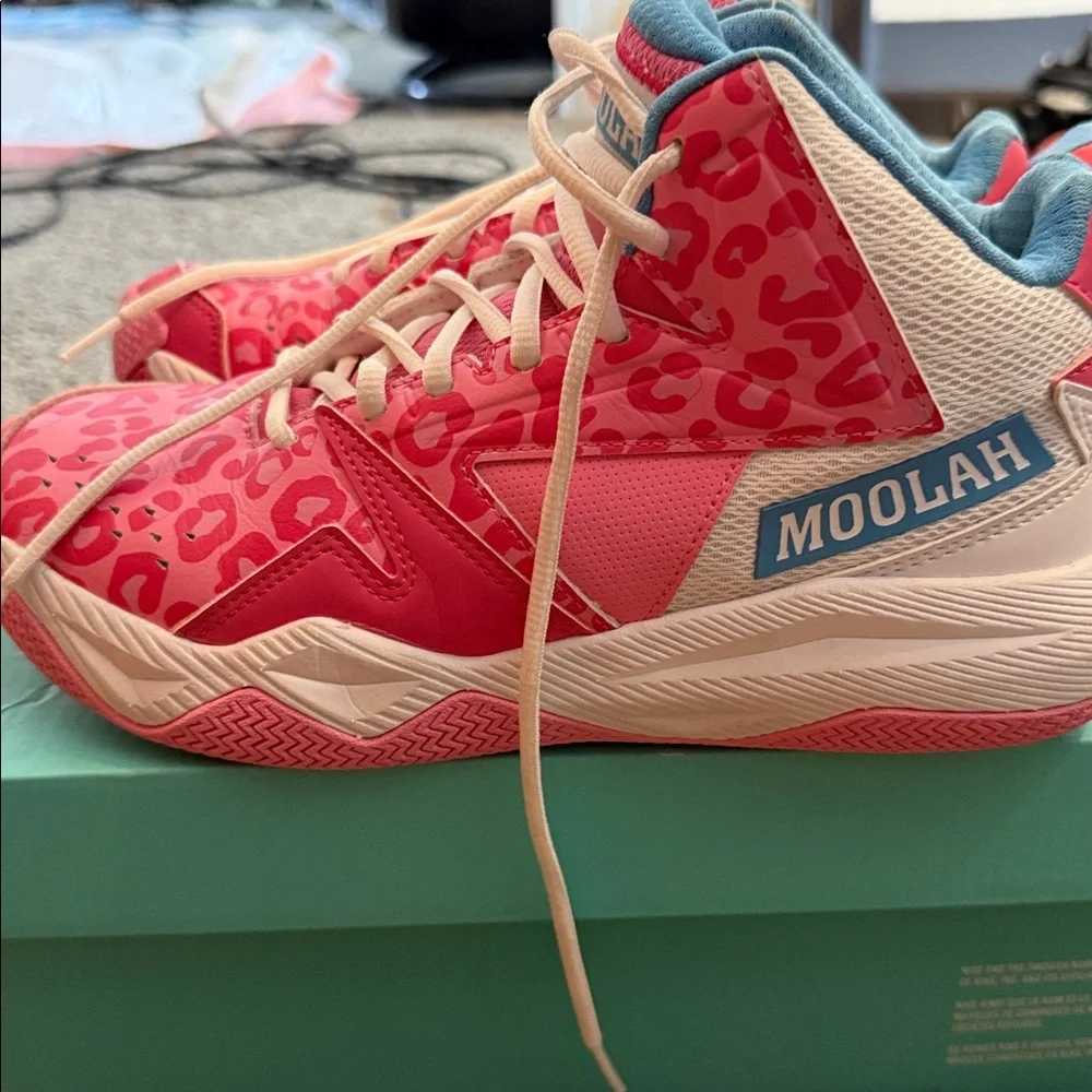 Pink Leopard Print High-Top Sneakers - Picture 4 of 6